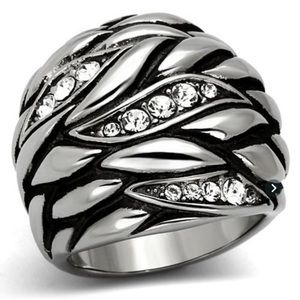 STAINLESS STEEL CUBIC ZIRCONIA DOME RING